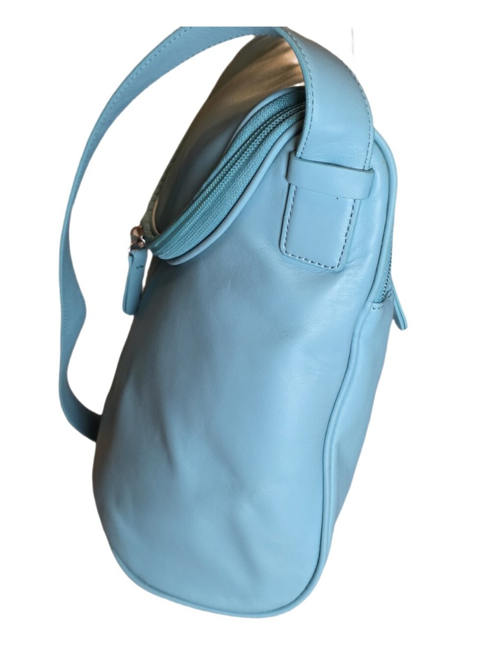 Vintage Maxx New York Premium Leather U-Zip Flap Crossbody Bag - Tiffany Blue / - Picture 10 of 17